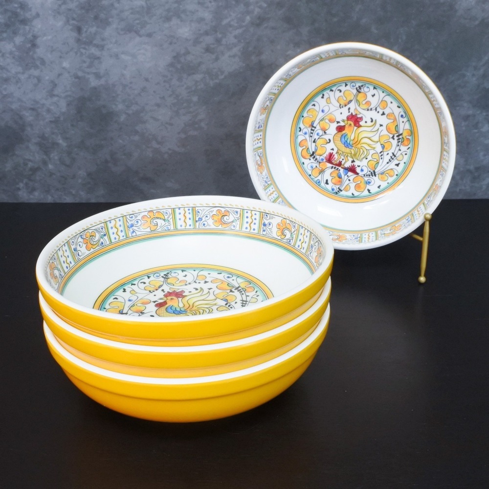 Le Cadeaux Rooster Pattern Melamine Cereal Soup Pasta Bowl Set of Four